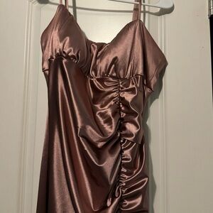 Pink satin prom dress